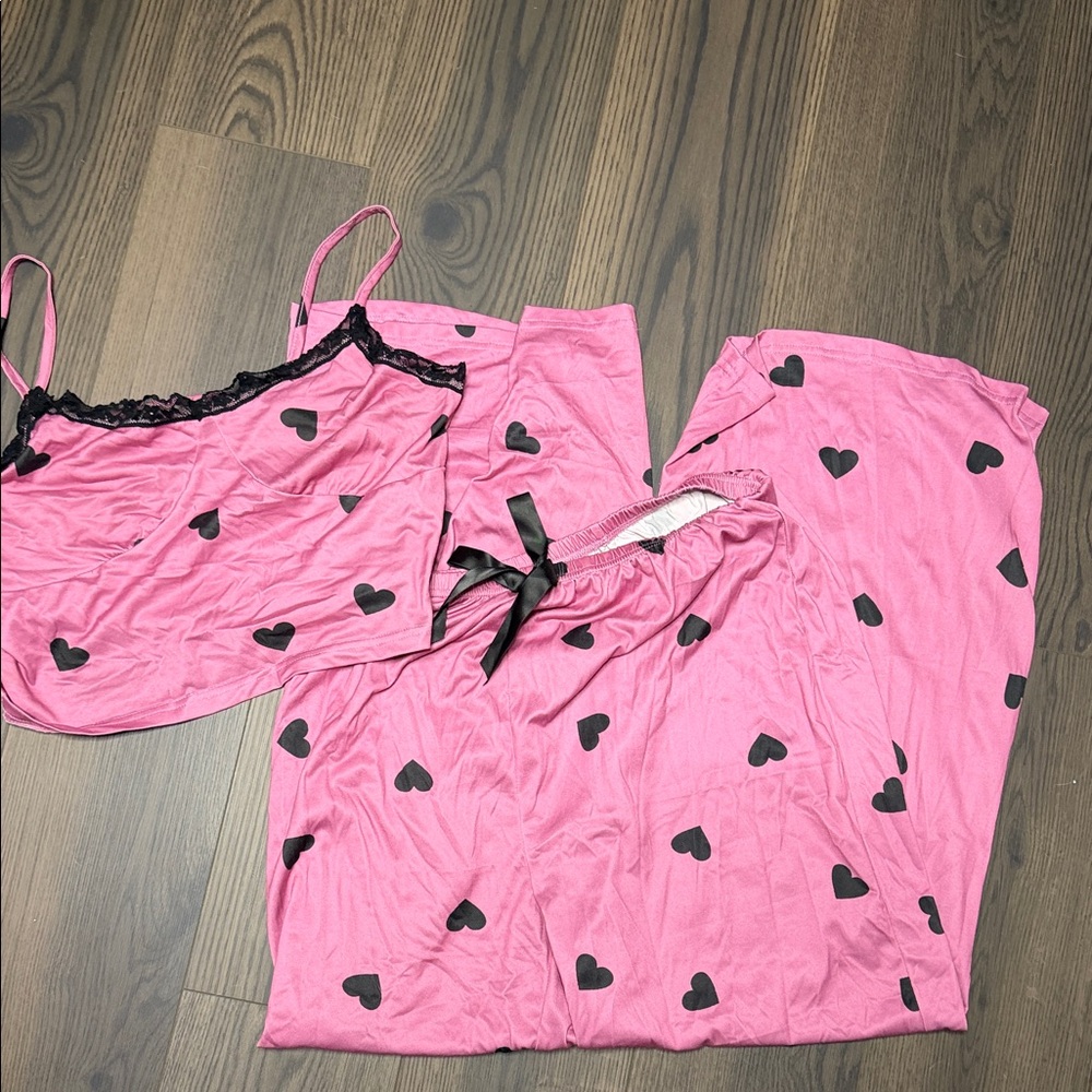 Pink Heart Print Women's Sleepwear Set